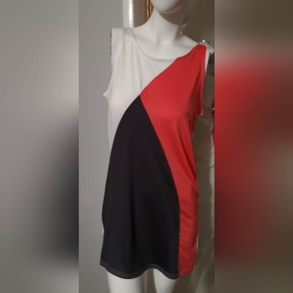 Red and Black Colorblock Dress
